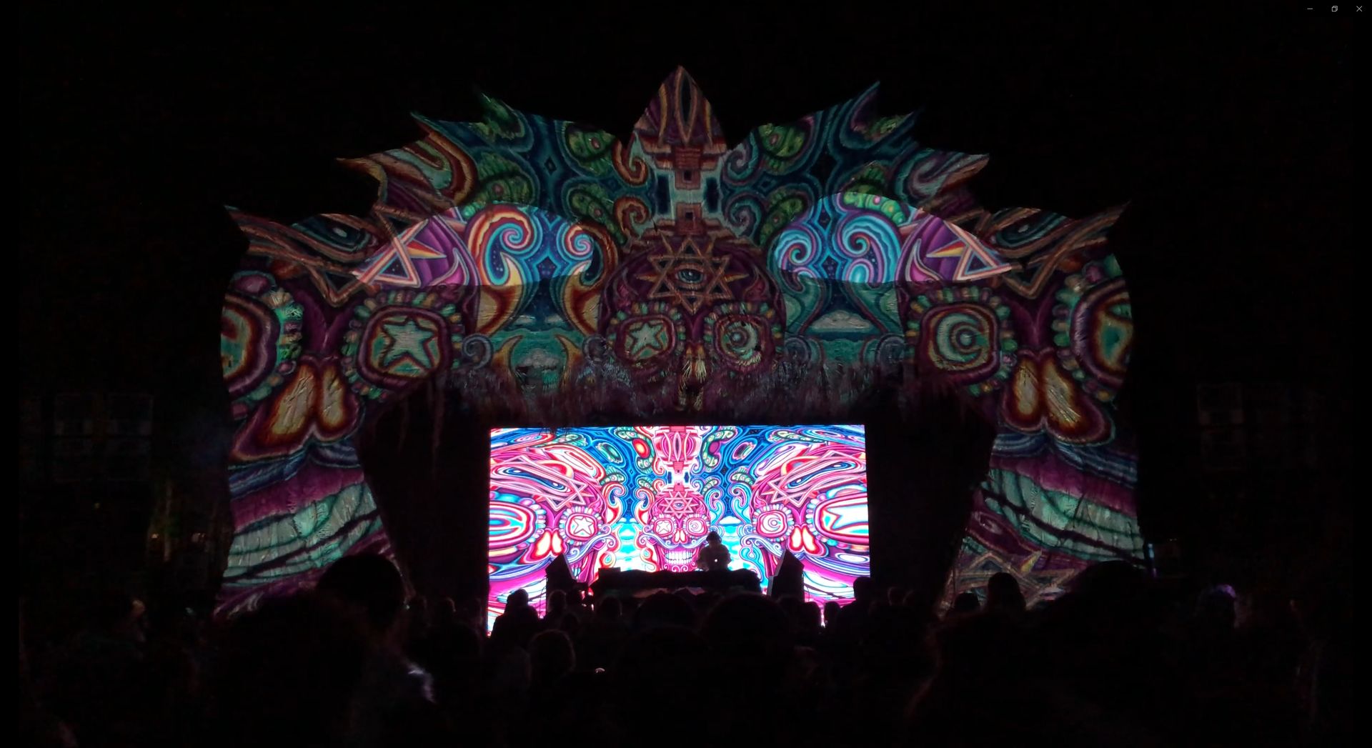 Psychedelic visuals projected at a Tipper and Friends show
